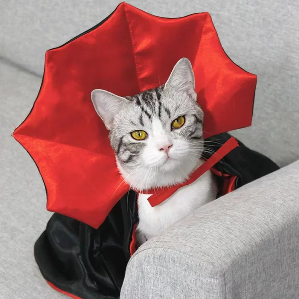 Pet Vampire Cape – Hauntingly Cute Halloween Costume for Cats & Small Dogs